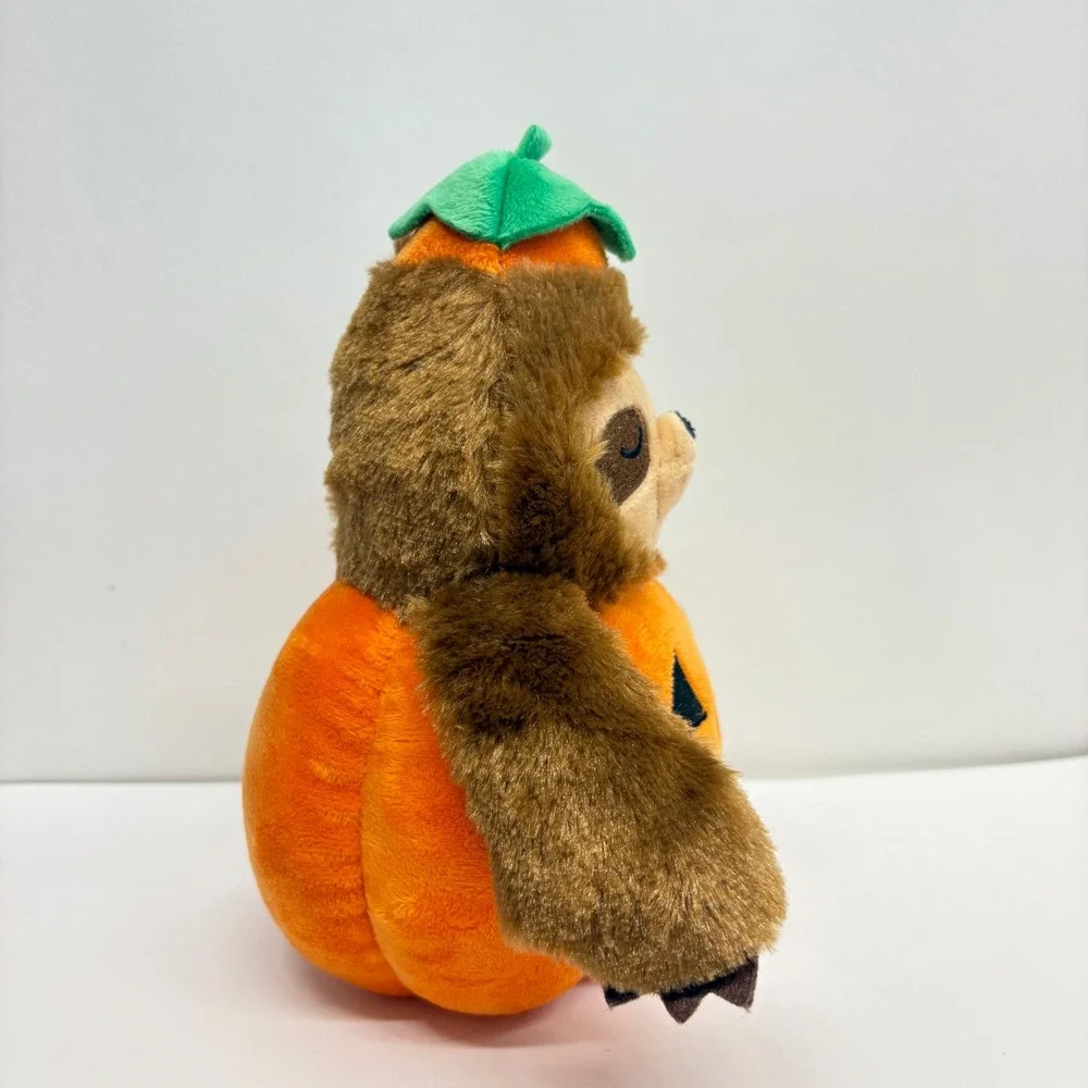 Fringe Studio Halloween Sloth Pumpkin Jack-O-Lantern Plush Squeaky Dog Toy 9